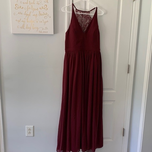 Lulus love spell lace‎ back maxi dress size XL maroon party wedding bridesmaids - Picture 9 of 17